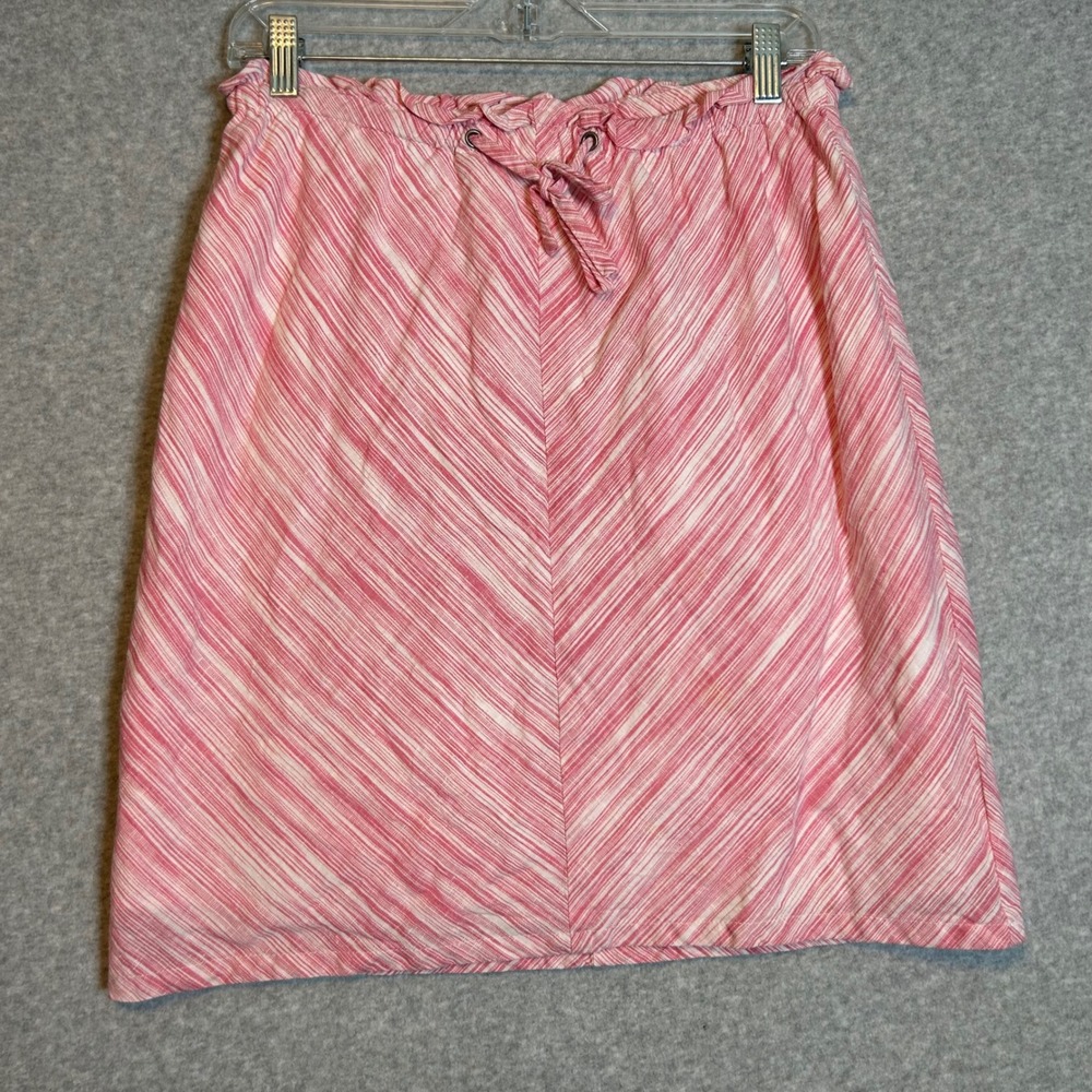 Merona A-Line Skirt Women Medium Pink Striped Linen Blend Casual Coastal Summer